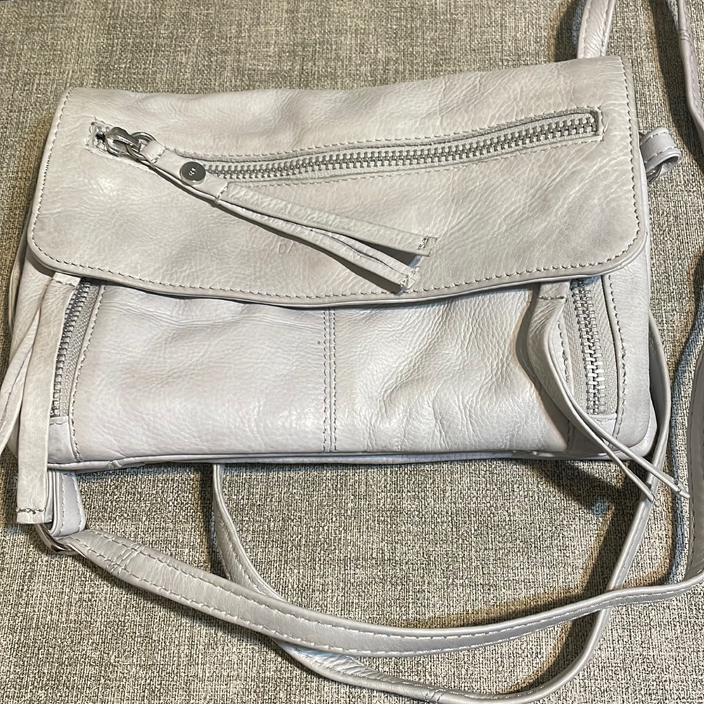 Day & Mood gray leather small crossbody handbag